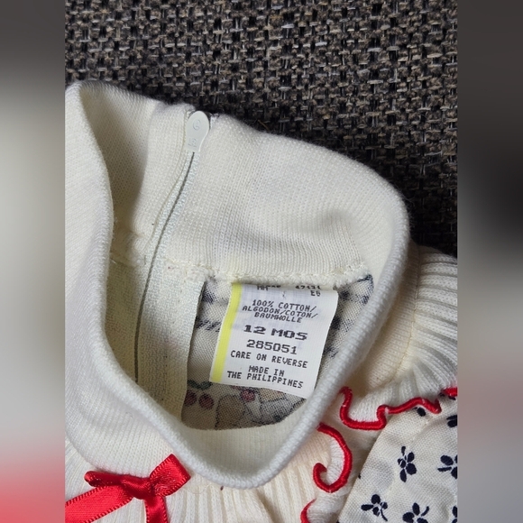 Vintage 90's Infant Baby Cottagecore Patchwork Dress And Turtleneck, 12 Months - Picture 3 of 3